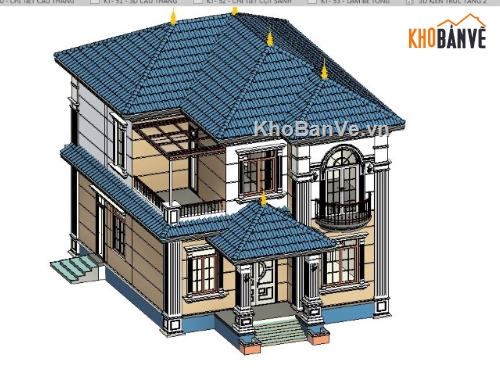 kiến trúc 2 tầng revit,revit biệt thự 2  tầng,mẫu biệt thự 2 tầng revit,biệt thự 2 tầng revit