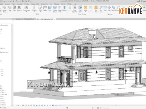 revit nhà 2 tầng,file revit nhà 2 tầng,bản vẽ revit nhà 2 tầng,revit nhà mái nhật 2 tầng