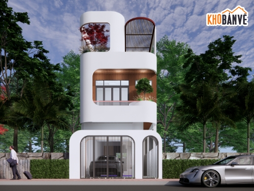 nhà phố 3 tầng,Bản vẽ nhà phố,Sketchup nhà phố