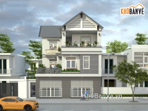 biệt thự 3 tầng,biệt thự 3 tầng cad,file cad biệt thự 3 tầng