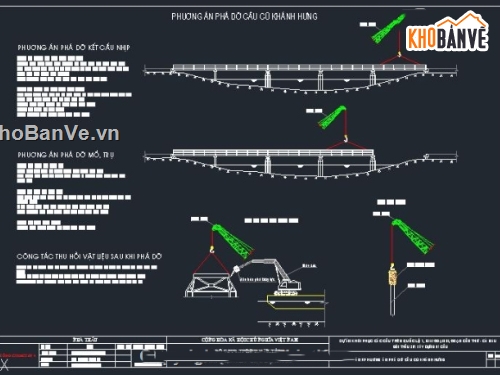 phá dỡ cầu cũ,thi công phá dỡ cầu,phá cầu,bản vẽ biện pháp thi công phá cầu