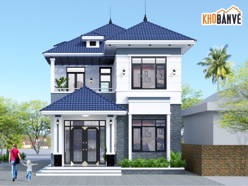 thiết kế biệt thự 2 tầng,Bản vẽ thiết kế biệt thự,2 tầng