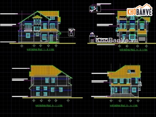 biệt thự 3 tầng đẹp,file cad biệt thự 3 tầng,biệt thự 3 tầng,3 tầng