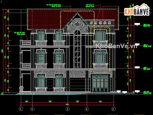 Bản vẽ,Bản vẽ biệt thự,Bản vẽ biệt thự 3 tầng