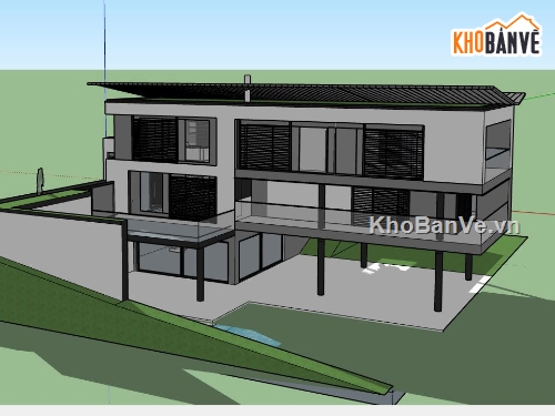 sketchup biệt thự 2 tầng,model biệt thự 2 tầng,biệt thự 2 tầng