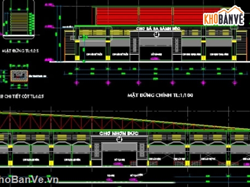 kiến trúc chợ,bản vẽ chợ,bản vẽ