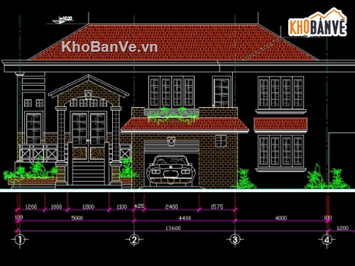 Bản vẽ,Bản vẽ nhà 2 tầng,Thiết kế nhà 2 tầng