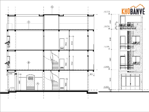 Bản vẽ nhà 4 tầng,nhà ống 4 tầng,Kiến trúc nhà ống,Bản vẽ nhà 3 tầng,nhà phố 4x13m,Thiết kế nhà 4m mặt tiền