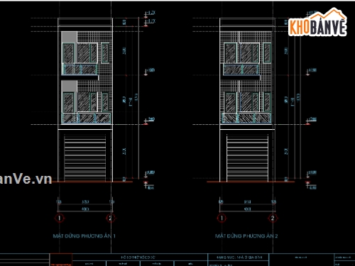 Bản vẽ thiết kế nhà ống 3 tầng 4x16m (KT+KC+ĐN)