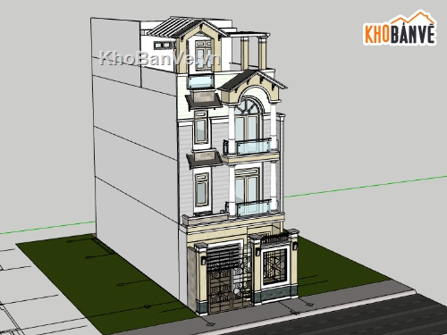 Bản vẽ thiết kế nhà phố 3 tầng 1 tum kích thước 5.7x13.65m phối ...