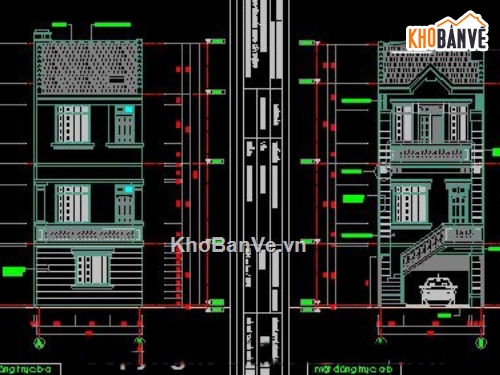 nhà phố 3 tầng có gara để xe,Bản vẽ thiết kế nhà phố 3,Mẫu nhà phố 3 tầng,nhà phố 3 tầng 4.8x20.7m