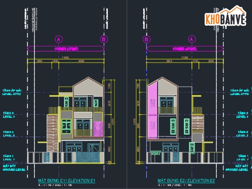 Bản vẽ nhà phố,thiết kế nhà phố đẹp đầy đủ,mẫu nhà hiện đại,nhà phố đẹp,bản vẽ nhà 3 tầng đẹp,bản vẽ biệt thự 3d