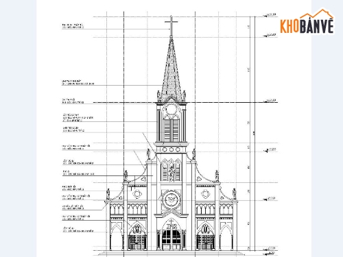 Thiết kế nhà thờ đạo công giáo,Thiết kế nhà thờ đạo tin lành,Bản vẽ nhà thờ thiên chúa giáo,Mẫu Autocad thiết kế nhà thờ đạo