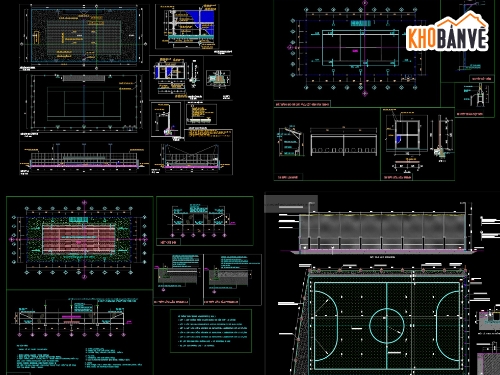 Bản vẽ thiết kế sân tennis,thiết kế sân bóng mini,Bản vẽ thiết kế sân bóng