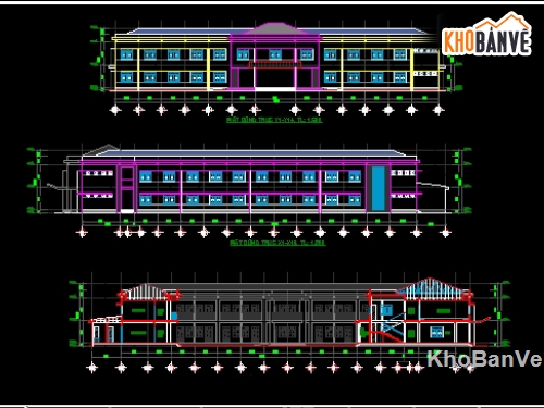 vẽ trường học,thiết kế trường tiểu học,trường tiểu học 2 tầng,bản vẽ trường tiểu học