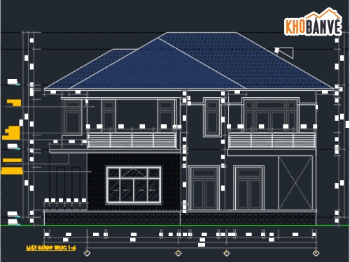 Biệt thự 2 tầng,bản vẽ biệt thự 2 tầng,Biệt thự mái thái 2 tầng