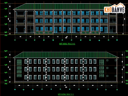 Trường học,Nhà học 3 tầng,Trường học 3 tầng