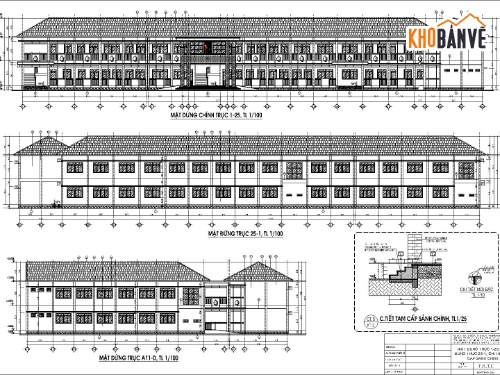 bản vẽ trường tiểu học,dự án trường tiểu học,Bản vẽ trường tiểu học Phú Thành A2