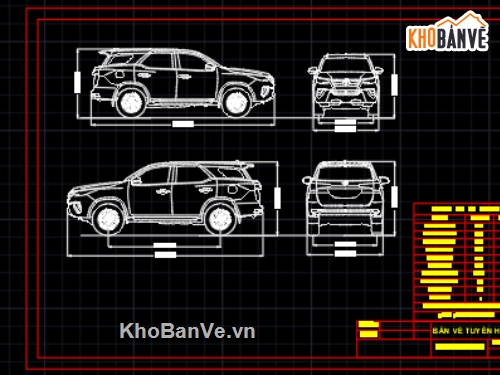 bản vẽ tuyến hình xe,fortuner,tuyến hình