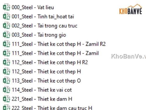 Bảng tính kết cấu thép,Bảng tính cấu kiện cột thép tròn,Bảng tính tải cầu trục