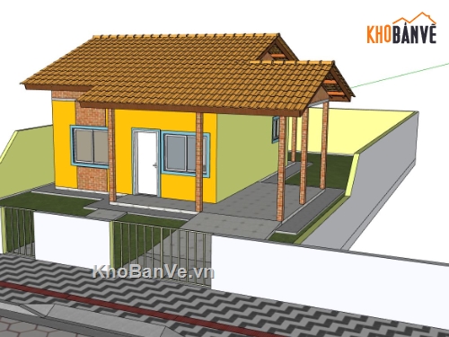 nhà cấp 4 sketchup,sketchup nhà cấp 4,model su nhà cấp 4