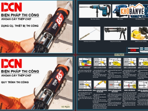 Biện pháp thi công khoan cấy thép chờ,Biện pháp thi công khoan cấy thép,DCN,khoan cấy thép Ramset,Biện pháp sửa chữa bê tông,thi công khoan cấy thép