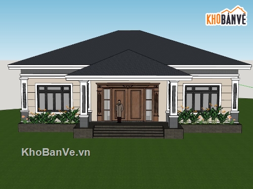 biệt thự 1 tầng,biệt thự sketchup,sketchup biệt thự,sketchup biệt thự 1 tầng,su biệt thự 1 tầng