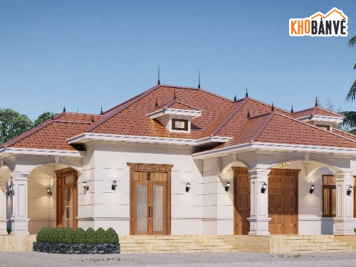 Nhà cấp 4,biệt thự 1 tầng,Bản vẽ biệt thự 1 tầng