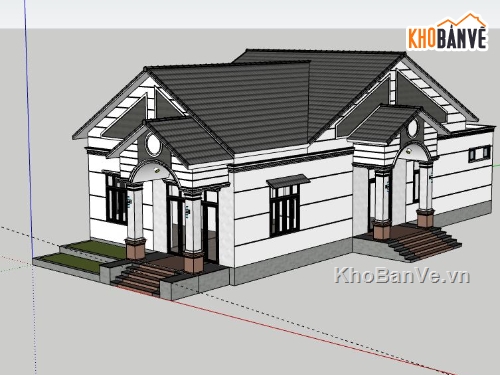 Biệt thự 1 tầng,model su biệt thự 1 tầng,sketchup biệt thự 1 tầng