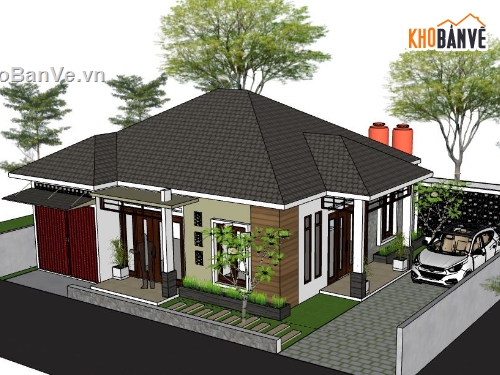 Biệt thự 1 tầng,model su biệt thự 1 tầng,biệt thự 1 tầng sketchup,sketchup biệt thự 1 tầng,biệt thự 1 tầng file su