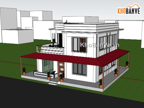 biệt thự 2 tầng,su biệt thự,sketchup biệt thự