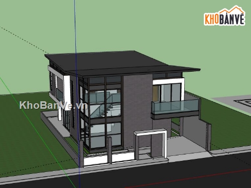 Biệt thự 2 tầng,model su biệt thự 2 tầng,file sketchup biệt thự 2 tầng