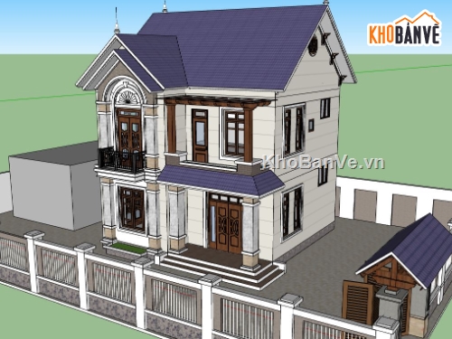 su biệt thự 2 tầng,model su biệt thự,sketchup biệt thự