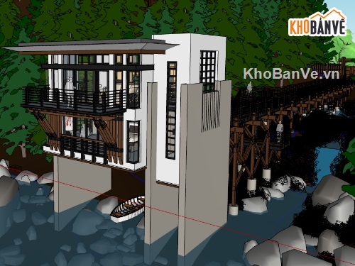 biệt thự 2 tầng dựng 3d su,file sketchup mẫu biệt thự 2 tầng,thiết kế biệt thự dựng model su
