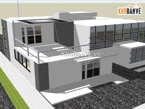 sketchup biệt thự 2 tầng,sketchup biệt thự 2 tầng hiện đại,biệt thự sketchup