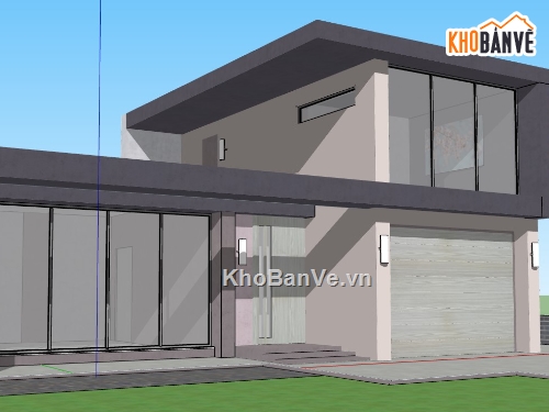 biệt thự hiện đại,biệt thự sketchup,biệt thự 2 tầng