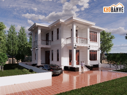 Biệt thự 2 tầng,Biệt thự mái nhật 2 tầng,Biệt thự mái nhật revit,Revit biệt thự 2 tầng mái nhật,biệt thự 2 tầng 15x19m,file Revit biệt thự 2 tầng
