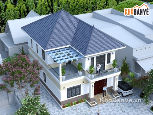 biệt thự 2 tầng,sketchup biệt thự 2 tầng,model 3d biệt thự 2 tầng