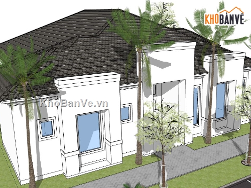file sketchup biệt thự 2 tầng,dựng model su biệt thự 2 tầng,biệt thự 2 tầng dựng 3d su