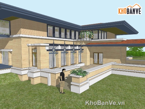 biệt thự 2 tầng,mẫu biệt thự 2 tầng,mẫu biệt thự sketchup,File sketchup biệt thự 2 tầng