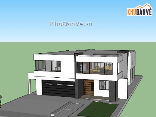 Biệt thự 2 tầng hiện đại,biệt thự 2 tầng,file sketchup biệt thự 2 tầng