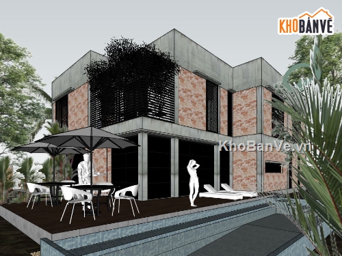 model su biệt thự,file sketchup biệt thự,model su biệt thự nghỉ dưỡng