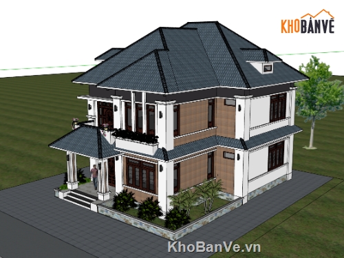 biệt thự sketchup,su biệt thự,sketchup biệt thự