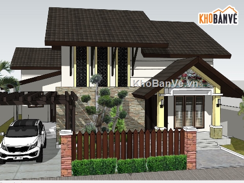 biệt thự sketchup,sketchup biệt thự,File sketchup biệt thự 2 tầng,sketchup biệt thự 2 tầng