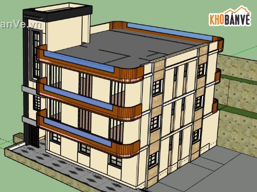 Biệt thự 3 tầng,Biệt thự 3 tầng hiện đại,model su biệt thự 3 tầng,biệt thự 3 tầng sketchup,file su biệt thự 3 tầng