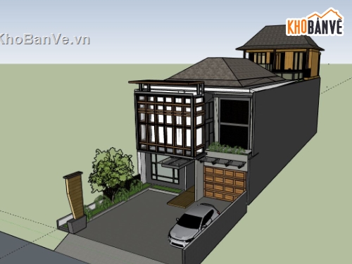 Biệt thự 3 tầng,model su biệt thự 3 tầng,biệt thự 3 tầng file su,sketchup biệt thự 3 tầng,file su biệt thự 3 tầng