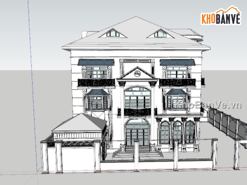 biệt thự,biệt thự 3 tầng,model biệt thự 3 tầng