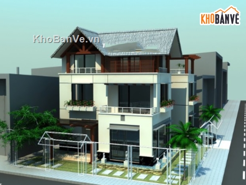 Biệt thự 3 tầng,cad biệt thự 3 tầng,biệt thự 2 tầng cad,file cad biệt thự 3 tầng