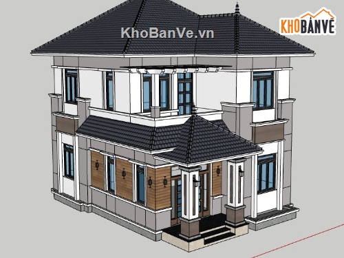 file su biệt thự 2 tầng,file sketchup biệt thự 2 tầng,model su biệt thự 2 tầng