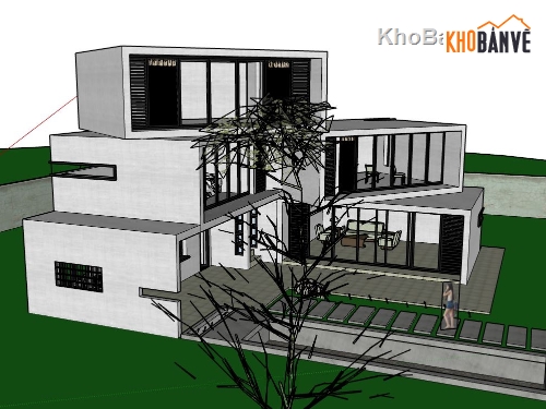 model su biệt thự,file sketchup biệt thự,model su biệt thự nghỉ dưỡng